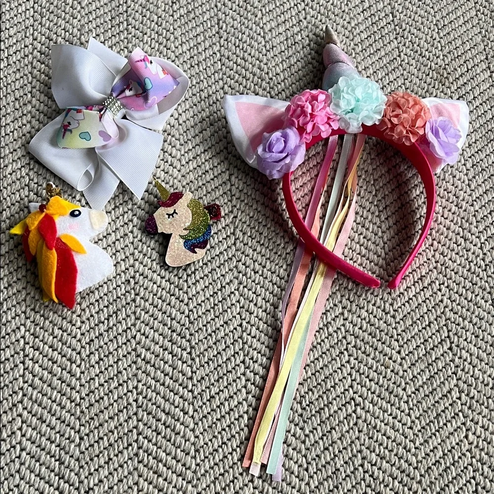 Unicorn Headband and Bow Set